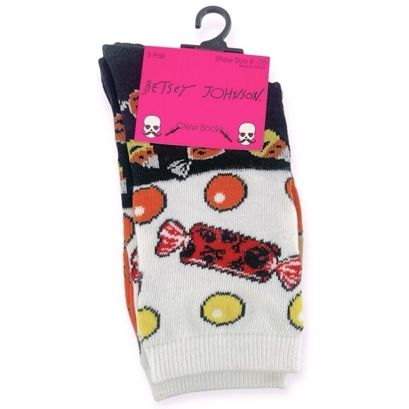 Betsey Johnson Accessories - Betsey Johnson Women’s 3-Pack Halloween Skull Candy Crew Socks Shoe Size 5-10